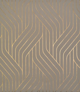 Antonina Vella Ebb & Flow Khaki & Gold Wallpaper Antonina Vella Modern Metals Covers about 56.9 square feet China Unpasted 12.6-in repeat, straight match 20.8-in by 32.8-ft long roll - My Fabric Connection -
