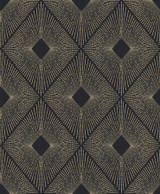 Inspired by Color Harlowe Black & Gold Wallpaper Antonina Vella Modern Metals Covers about 56.9 square feet China Unpasted 12.6-in repeat, straight match 20.8-in by 32.8-ft long roll - My Fabric Connection -