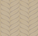 Antonina Vella Luminous Leaves Grey & Gold Wallpaper Antonina Vella Modern Metals Second Edition Covers about 60.5 square feet China Unpasted 12.6-in repeat, straight match 27-in by 26.9-ft long roll - My Fabric Connection -