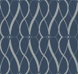 Antonina Vella Graceful Geo Navy & Silver Wallpaper Antonina Vella Modern Metals Second Edition Covers about 60.5 square feet China Unpasted 25.2-in repeat, straight match 27-in by 26.9-ft long roll - My Fabric Connection - Antonina Vella Graceful Geo Navy & Silver Wallpaper Antonina Vella Modern Metals Second Edition Covers about 60.5 square feet China Unpasted 25.2-in repeat, straight match 27-in by 26.9-ft long roll - My Fabric Connection -