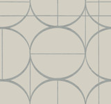 Antonina Vella Sun Circles Taupe & Silver Wallpaper Antonina Vella Modern Metals Second Edition Covers about 60.5 square feet China Unpasted 25.2-in repeat, straight match 27-in by 26.9-ft long roll - My Fabric Connection -