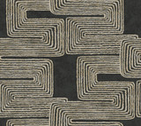 York Wallcoverings Zulu Thread Black & Gold Wallpaper Artistic Abstracts Covers about 60.8 square feet Unpasted 24-in repeat, straight match 27-in by 27-ft long roll - My Fabric Connection -