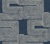 York Wallcoverings Zulu Thread Midnight & Silver Wallpaper Artistic Abstracts Covers about 60.8 square feet Unpasted 24-in repeat, straight match 27-in by 27-ft long roll - My Fabric Connection -