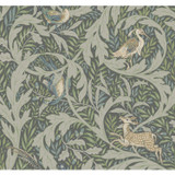 Ronald Redding Woodland Tapestry Sage Wallpaper Arts and Crafts Covers about 60.8 square feet Unpasted 25.25-in repeat, drop match 27-in by 27-ft long roll - My Fabric Connection -