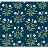 Ronald Redding Meadow Flowers Navy & White Wallpaper Arts and Crafts Covers about 60.8 square feet Unpasted 25.25-in repeat, straight match 27-in by 27-ft long roll - My Fabric Connection - Ronald Redding Meadow Flowers Navy & White Wallpaper Arts and Crafts Covers about 60.8 square feet Unpasted 25.25-in repeat, straight match 27-in by 27-ft long roll - My Fabric Connection -