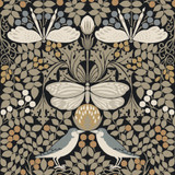 Ronald Redding Butterfly Garden Black Metallic Wallpaper Arts and Crafts Covers about 56.4 square feet Unpasted 20.5-in repeat, straight match 20.5-in by 33-ft long roll - My Fabric Connection - Ronald Redding Butterfly Garden Black Metallic Wallpaper Arts and Crafts Covers about 56.4 square feet Unpasted 20.5-in repeat, straight match 20.5-in by 33-ft long roll - My Fabric Connection -