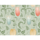 Ronald Redding Canterbury Bells Sage Wallpaper Arts and Crafts Covers about 60.8 square feet Unpasted 24-in repeat, straight match 27-in by 27-ft long roll - My Fabric Connection -