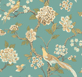 Inspired by Color Fanciful Teal Wallpaper Ashford Toiles Covers about 60.8 square feet Prepasted 25.25-in repeat, drop match 27-in by 27-ft long roll - My Fabric Connection - Inspired by Color Fanciful Teal Wallpaper Ashford Toiles Covers about 60.8 square feet Prepasted 25.25-in repeat, drop match 27-in by 27-ft long roll - My Fabric Connection -