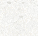 Inspired by Color Wood Block Blooms Cream Wallpaper Beige & Neutrals Covers about 60.8 square feet Prepasted 25.25-in repeat, straight match 27-in by 27-ft long roll - My Fabric Connection -