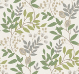 Inspired by Color Eden Retreat Beige & Green Wallpaper Beige & Neutrals Covers about 60.8 square feet Prepasted 25.25-in repeat, straight match 27-in by 27-ft long roll - My Fabric Connection -
