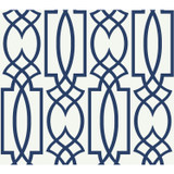 York Wallcoverings Large Lattice Blue Wallpaper Best Sellers Covers about 60.8 square feet Prepasted 24-in repeat, straight match 27-in by 27-ft long roll - My Fabric Connection -