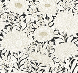 York Wallcoverings Wood Block Blooms Black & Gold Wallpaper Black & White Resource Library Covers about 60.8 square feet Prepasted 25.25-in repeat, straight match 27-in by 27-ft long roll - My Fabric Connection -