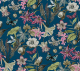 York Wallcoverings Butterfly House Navy Wallpaper Blooms Covers about 60.8 square feet Unpasted 24-in repeat, straight match 27-in by 27-ft long roll - My Fabric Connection - York Wallcoverings Butterfly House Navy Wallpaper Blooms Covers about 60.8 square feet Unpasted 24-in repeat, straight match 27-in by 27-ft long roll - My Fabric Connection -