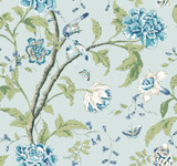 York Wallcoverings Teahouse Floral Light Blue Wallpaper Blooms Covers about 60.8 square feet Unpasted 25.25-in repeat, drop match 27-in by 27-ft long roll - My Fabric Connection - York Wallcoverings Teahouse Floral Light Blue Wallpaper Blooms Covers about 60.8 square feet Unpasted 25.25-in repeat, drop match 27-in by 27-ft long roll - My Fabric Connection -