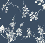Inspired by Color Imperial Blossoms Branch Navy Wallpaper Blues II Covers about 60.8 square feet Prepasted 25.25-in repeat, drop match 27-in by 27-ft long roll - My Fabric Connection - Inspired by Color Imperial Blossoms Branch Navy Wallpaper Blues II Covers about 60.8 square feet Prepasted 25.25-in repeat, drop match 27-in by 27-ft long roll - My Fabric Connection -