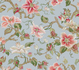 Ronald Redding Marguerite Vine Blue Wallpaper Classics Covers about 60.8 square feet Unpasted 24-in repeat, drop match 27-in by 27-ft long roll - My Fabric Connection -