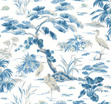 Ronald Redding Bridgewater White Wallpaper Classics Covers about 60.8 square feet Unpasted 25.25-in repeat, drop match 27-in by 27-ft long roll - My Fabric Connection -