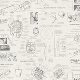 York Wallcoverings Marvels Heroes Schematics Cream Wallpaper Disney Kids Vol. 4 Covers about 56.4 square feet Unpasted 20.5-in repeat, drop match 20.5-in by 33-ft long roll - My Fabric Connection -