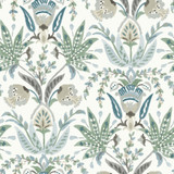 York Wallcoverings Seaside Jacobean Green & Blue Wallpaper Earthy Tones Covers about 56.4 square feet Prepasted 20.5-in repeat, straight match 20.5-in by 33-ft long roll - My Fabric Connection - York Wallcoverings Seaside Jacobean Green & Blue Wallpaper Earthy Tones Covers about 56.4 square feet Prepasted 20.5-in repeat, straight match 20.5-in by 33-ft long roll - My Fabric Connection -