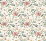 York Wallcoverings Midsummer Floral Coral Wallpaper Earthy Tones Covers about 60.8 square feet Prepasted 24-in repeat, drop match 27-in by 27-ft long roll - My Fabric Connection - York Wallcoverings Midsummer Floral Coral Wallpaper Earthy Tones Covers about 60.8 square feet Prepasted 24-in repeat, drop match 27-in by 27-ft long roll - My Fabric Connection -