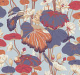 York Wallcoverings Lotus Pond Purple & Pink Wallpaper Greenhouse Covers about 60.8 square feet Prepasted 25.25-in repeat, drop match 27-in by 27-ft long roll - My Fabric Connection - York Wallcoverings Lotus Pond Purple & Pink Wallpaper Greenhouse Covers about 60.8 square feet Prepasted 25.25-in repeat, drop match 27-in by 27-ft long roll - My Fabric Connection -