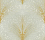 York Wallcoverings Papyrus Plume Sage Wallpaper New Origins Covers about 60.8 square feet Unpasted 24-in repeat, straight match 27-in by 27-ft long roll - My Fabric Connection -