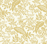 Rifle Paper Co. Canopy Gold & White Wallpaper Rifle Paper Co. Covers about 60.8 square feet Unpasted 25.25-in repeat, straight match 27-in by 27-ft long roll - My Fabric Connection - Rifle Paper Co. Canopy Gold & White Wallpaper Rifle Paper Co. Covers about 60.8 square feet Unpasted 25.25-in repeat, straight match 27-in by 27-ft long roll - My Fabric Connection -