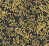 Rifle Paper Co. Canopy Gold & Black Wallpaper Rifle Paper Co. Covers about 60.8 square feet Unpasted 25.25-in repeat, straight match 27-in by 27-ft long roll - My Fabric Connection - Rifle Paper Co. Canopy Gold & Black Wallpaper Rifle Paper Co. Covers about 60.8 square feet Unpasted 25.25-in repeat, straight match 27-in by 27-ft long roll - My Fabric Connection -