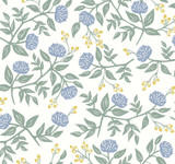 Rifle Paper Co. Peonies Periwinkle & Sage Wallpaper Rifle Paper Co. Covers about 60.8 square feet Unpasted 25.25-in repeat, drop match 27-in by 27-ft long roll - My Fabric Connection -