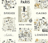 Rifle Paper Co. City Maps Grey & Gold Wallpaper Rifle Paper Co. Covers about 60.8 square feet Unpasted 24-in repeat, drop match 27-in by 27-ft long roll - My Fabric Connection - Rifle Paper Co. City Maps Grey & Gold Wallpaper Rifle Paper Co. Covers about 60.8 square feet Unpasted 24-in repeat, drop match 27-in by 27-ft long roll - My Fabric Connection -