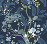 Rifle Paper Co. Peacock Navy Wallpaper Rifle Paper Co. Covers about 60.8 square feet Unpasted 25.25-in repeat, drop match 27-in by 27-ft long roll - My Fabric Connection - Rifle Paper Co. Peacock Navy Wallpaper Rifle Paper Co. Covers about 60.8 square feet Unpasted 25.25-in repeat, drop match 27-in by 27-ft long roll - My Fabric Connection -