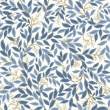 Rifle Paper Co. Willowberry Blue Wallpaper Rifle Paper Co. 3rd Edition Covers about 56.4 square feet Unpasted 20.5-in repeat, straight match 20.5-in by 33-ft long roll - My Fabric Connection -