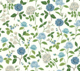 Rifle Paper Co. Roses Blue Wallpaper Rifle Paper Co. 3rd Edition Covers about 60.8 square feet Unpasted 24-in repeat, drop match 27-in by 27-ft long roll - My Fabric Connection - Rifle Paper Co. Roses Blue Wallpaper Rifle Paper Co. 3rd Edition Covers about 60.8 square feet Unpasted 24-in repeat, drop match 27-in by 27-ft long roll - My Fabric Connection -