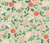 Rifle Paper Co. Roses Mint Wallpaper Rifle Paper Co. 3rd Edition Covers about 60.8 square feet Unpasted 24-in repeat, drop match 27-in by 27-ft long roll - My Fabric Connection -