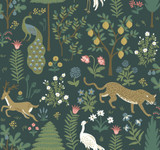Rifle Paper Co. Menagerie Blue Wallpaper Rifle Paper Co. Second Edition Covers about 60.8 square feet Unpasted 25.25-in repeat, drop match 27-in by 27-ft long roll - My Fabric Connection -