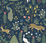 Rifle Paper Co. Menagerie Blue & Brown Wallpaper Rifle Paper Co. Second Edition Covers about 60.8 square feet Unpasted 25.25-in repeat, drop match 27-in by 27-ft long roll - My Fabric Connection - Rifle Paper Co. Menagerie Blue & Brown Wallpaper Rifle Paper Co. Second Edition Covers about 60.8 square feet Unpasted 25.25-in repeat, drop match 27-in by 27-ft long roll - My Fabric Connection -
