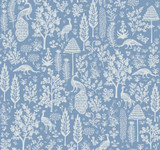 Rifle Paper Co. Menagerie Toile Light Blue Wallpaper Rifle Paper Co. Second Edition Covers about 60.8 square feet Unpasted 25.25-in repeat, drop match 27-in by 27-ft long roll - My Fabric Connection -