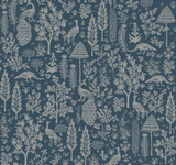 Rifle Paper Co. Menagerie Toile Dark Blue Wallpaper Rifle Paper Co. Second Edition Covers about 60.8 square feet Unpasted 25.25-in repeat, drop match 27-in by 27-ft long roll - My Fabric Connection -