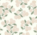 Rifle Paper Co. Hydrangea Beige & Pink Wallpaper Rifle Paper Co. Second Edition Covers about 60.8 square feet Unpasted 25.25-in repeat, drop match 27-in by 27-ft long roll - My Fabric Connection -