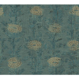 Ronald Redding French Marigold Teal & Gold Wallpaper Tea Garden Covers about 60.8 square feet Unpasted 24-in repeat, straight match 27-in by 27-ft long roll - My Fabric Connection - Ronald Redding French Marigold Teal & Gold Wallpaper Tea Garden Covers about 60.8 square feet Unpasted 24-in repeat, straight match 27-in by 27-ft long roll - My Fabric Connection -