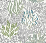 York Wallcoverings Coral Leaves Blue & Green Wallpaper Toile Resource Library Covers about 60.8 square feet Unpasted 25.25-in repeat, straight match 27-in by 27-ft long roll - My Fabric Connection - York Wallcoverings Coral Leaves Blue & Green Wallpaper Toile Resource Library Covers about 60.8 square feet Unpasted 25.25-in repeat, straight match 27-in by 27-ft long roll - My Fabric Connection -