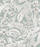 York Wallcoverings Orchid Conservatory Toile Seamist & Taupe Wallpaper Toile Resource Library Covers about 56.4 square feet Unpasted 24-in repeat, drop match 20.5-in by 33-ft long roll - My Fabric Connection - York Wallcoverings Orchid Conservatory Toile Seamist & Taupe Wallpaper Toile Resource Library Covers about 56.4 square feet Unpasted 24-in repeat, drop match 20.5-in by 33-ft long roll - My Fabric Connection -
