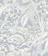 York Wallcoverings Orchid Conservatory Toile Blue & Taupe Wallpaper Toile Resource Library Covers about 56.4 square feet Unpasted 24-in repeat, drop match 20.5-in by 33-ft long roll - My Fabric Connection - York Wallcoverings Orchid Conservatory Toile Blue & Taupe Wallpaper Toile Resource Library Covers about 56.4 square feet Unpasted 24-in repeat, drop match 20.5-in by 33-ft long roll - My Fabric Connection -