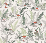 York Wallcoverings Mushroom Garden Toile Red & Green Wallpaper Toile Resource Library Covers about 60.8 square feet Unpasted 25.25-in repeat, drop match 27-in by 27-ft long roll - My Fabric Connection - York Wallcoverings Mushroom Garden Toile Red & Green Wallpaper Toile Resource Library Covers about 60.8 square feet Unpasted 25.25-in repeat, drop match 27-in by 27-ft long roll - My Fabric Connection -