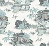 York Wallcoverings Pagoda And Sampan Scenic Seamist Wallpaper Toile Resource Library Covers about 60.8 square feet Unpasted 25.25-in repeat, straight match 27-in by 27-ft long roll - My Fabric Connection - York Wallcoverings Pagoda And Sampan Scenic Seamist Wallpaper Toile Resource Library Covers about 60.8 square feet Unpasted 25.25-in repeat, straight match 27-in by 27-ft long roll - My Fabric Connection -