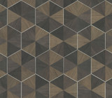 Ronald Redding Hexagram Wood Veneer Brown & Black Wallpaper Traveler Covers about 72 square feet Unpasted 12-in repeat, straight match 36-in by 24-ft long roll - My Fabric Connection - Ronald Redding Hexagram Wood Veneer Brown & Black Wallpaper Traveler Covers about 72 square feet Unpasted 12-in repeat, straight match 36-in by 24-ft long roll - My Fabric Connection -