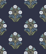 York Wallcoverings Sophie Navy Floral Medallion Peel & Stick Wallpaper Mirth Studios Covers about 34.2 square feet Peel & Stick 24-in repeat, drop match 20.5-in by 20-ft long roll - My Fabric Connection - York Wallcoverings Sophie Navy Floral Medallion Peel & Stick Wallpaper Mirth Studios Covers about 34.2 square feet Peel & Stick 24-in repeat, drop match 20.5-in by 20-ft long roll - My Fabric Connection -