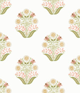 York Wallcoverings Sophie Pink Floral Medallion Peel & Stick Wallpaper Mirth Studios Covers about 34.2 square feet Peel & Stick 24-in repeat, drop match 20.5-in by 20-ft long roll - My Fabric Connection -