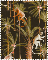 BARBADOS Anthracite Linen (FB00001) by Mind The Gap Designer Fabric | FB00001 | TROPICAL MOOD | Anthracite, Green, Orange | Fabric Carolina | https://www.fabriccarolina.com/