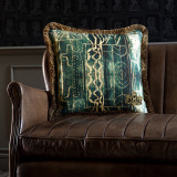 BAMILEKE Linen Cushion (LC40060) by Mind The Gap Designer Pillows | LC40060 | THE HOME OF AN ECCENTRIC MAN | 20 x 20 in | Blue, Taupe, Turquoise | Fabric Carolina | https://www.fabriccarolina.com/